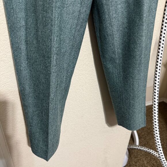 VIntage All Week Long Wool Dress Pants Womens 4P green herringbone pleated - Picture 3 of 6
